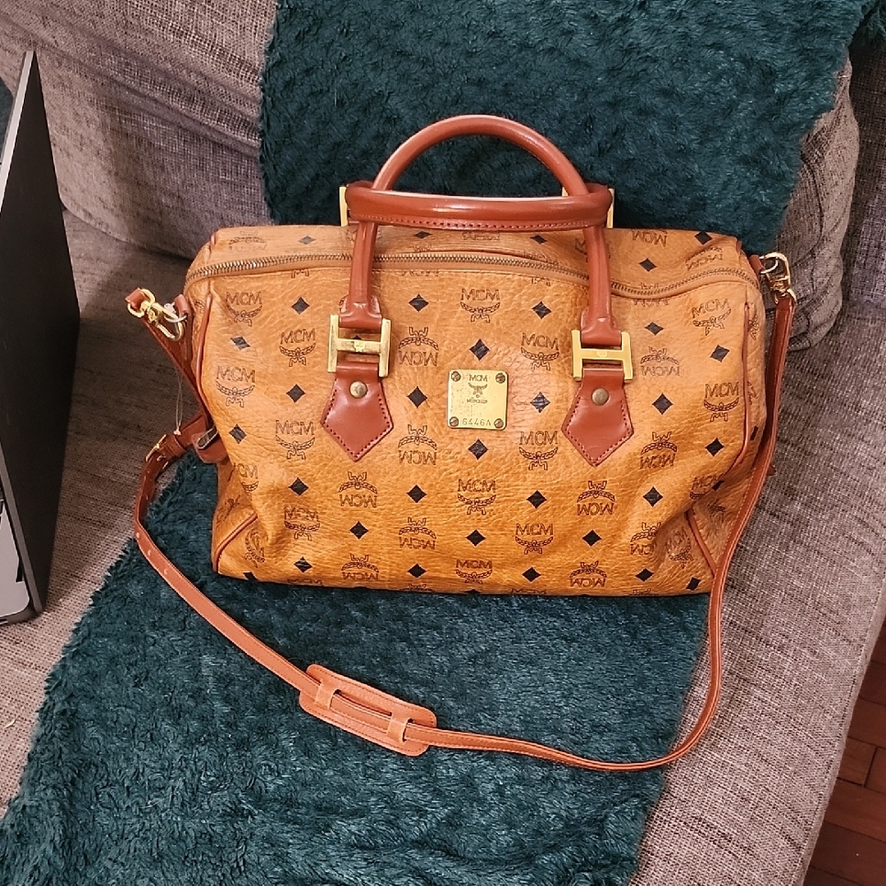 MCM Cognac Visetos Satchel Bag